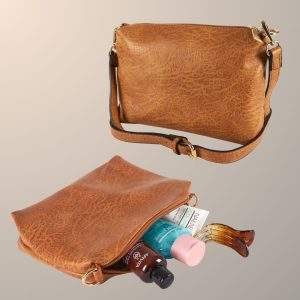 Bolso bandolera camel del conjunto tote 3 piezas