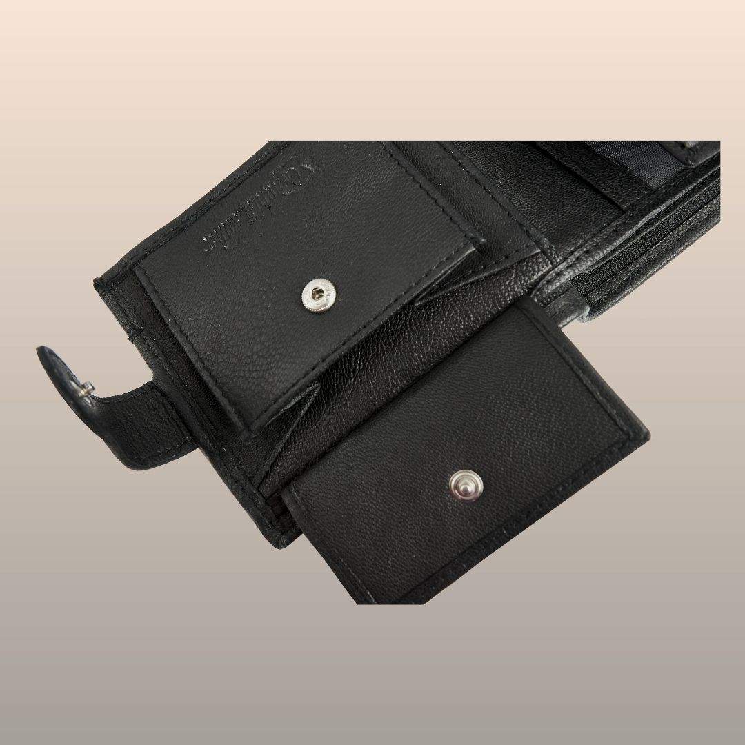 Monedero con broche de la cartera negra