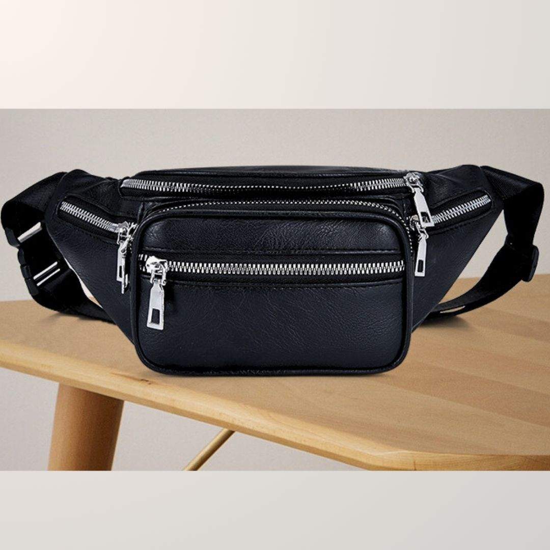 Riñonera grande. Diseño actual unisex. Cuero PU